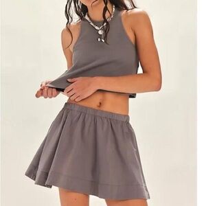 NWT Free-est by free people 2 piece Milani Skirt and Top Set gray set sz XL